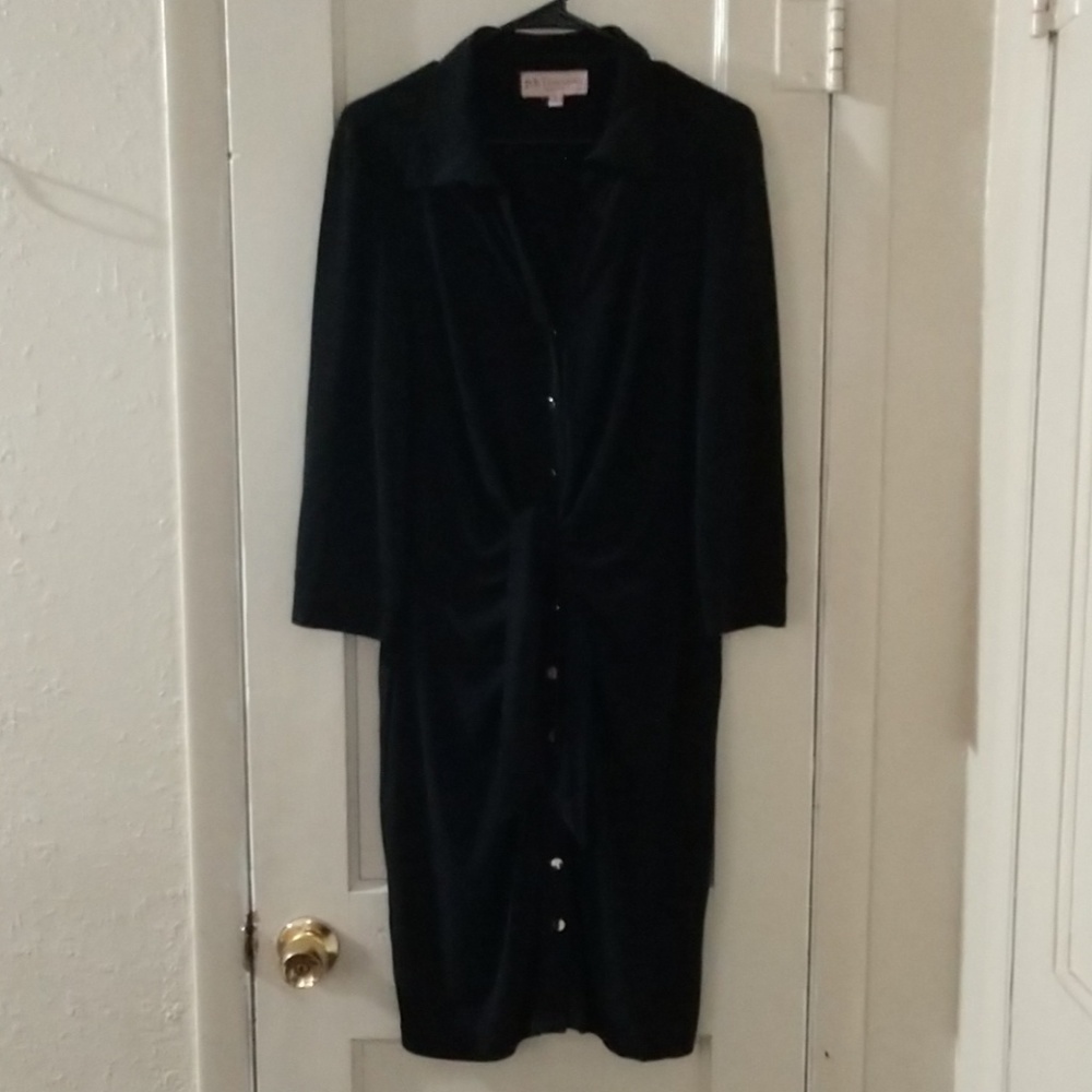 Black dress with gold snap buttons